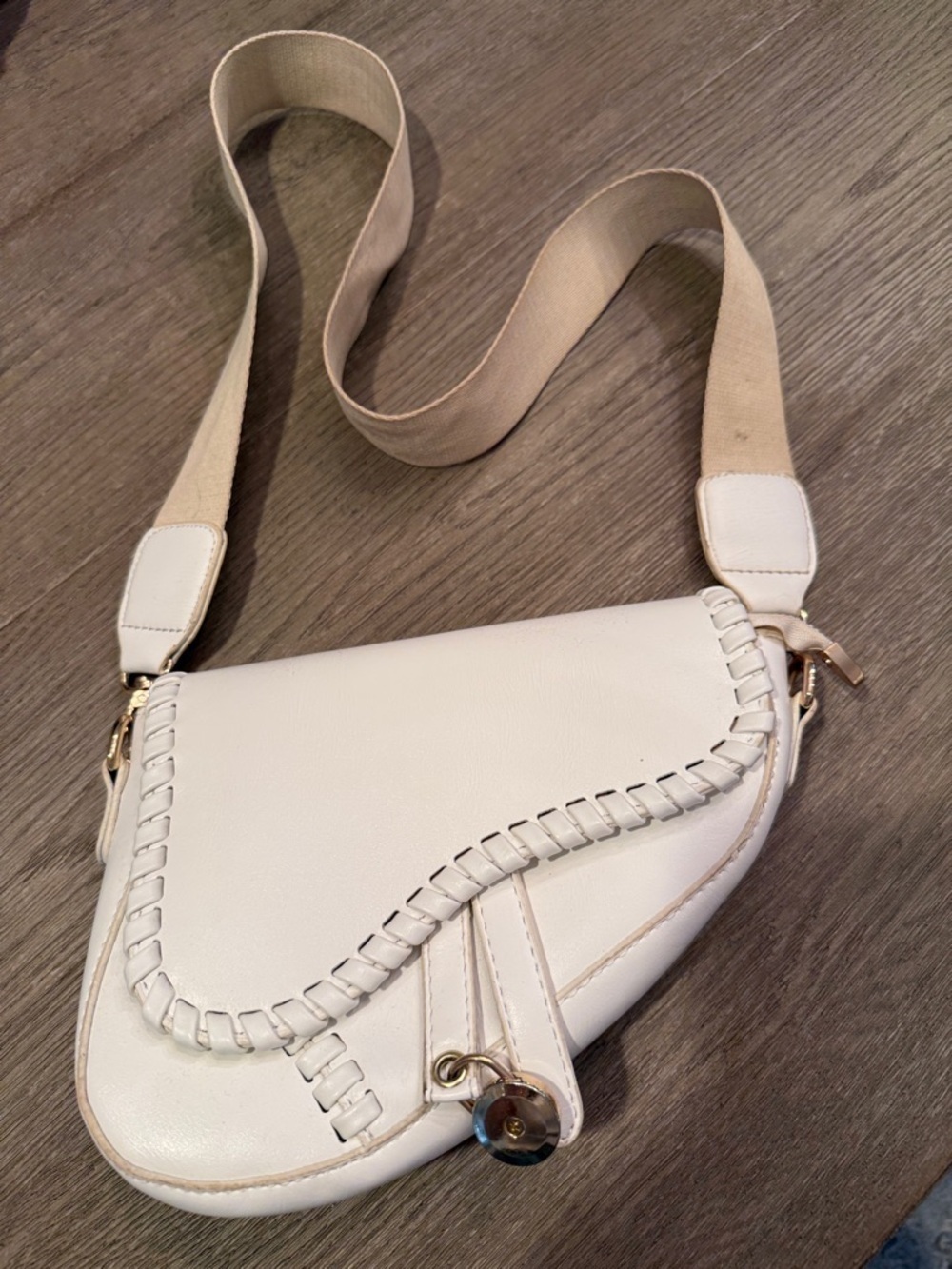 Inspired white designer Saddle Bag